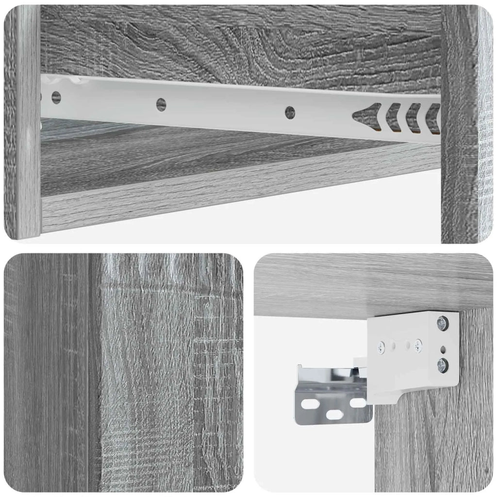 Tavolino da Parete Laterale Grigio Sonoma 59 x 34,5 x 17 cm