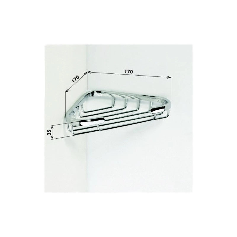 CYTRO portasapone angolare in ottone cromato 23x13x3 cm