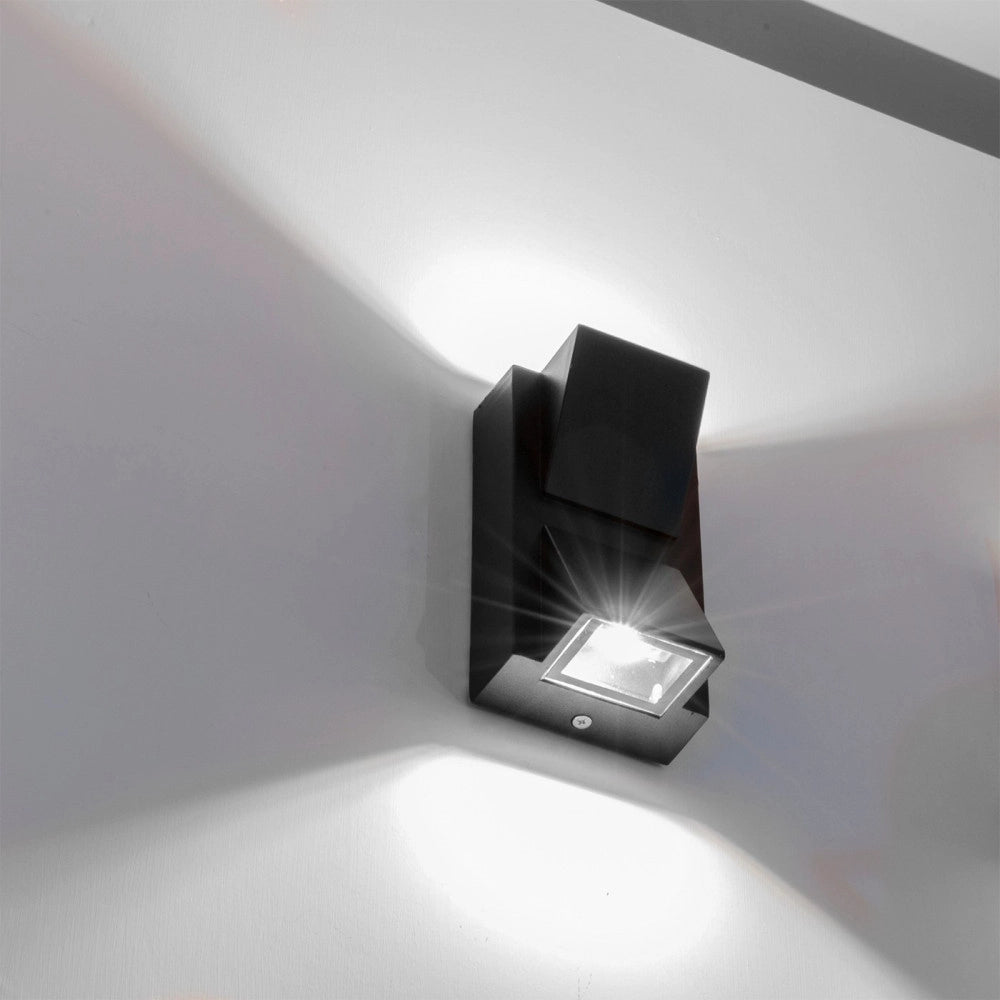 Trade Shop - Applique Lampada Faretto Per Uso Esterno A Led Luce 6500k 10w Nero Luce A 2 Vie -
