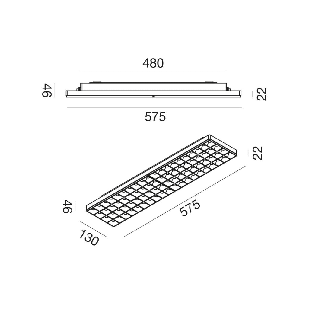 Plafoniera LED da Ufficio Serie GPL Bianco Opaco con Diffusore Nero Antiabbaglio UGR <19, Selezione 22W-34W e Luce CCT Switch - Gealuce