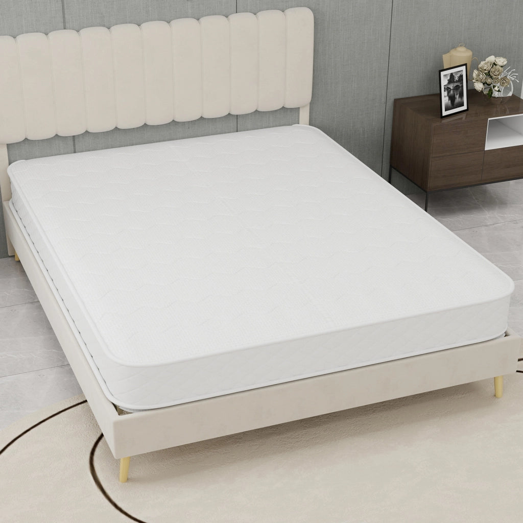 Materasso 140 × 200 cm con molle insacchettate e memory foam traspirante, supporto bilanciato, bianco