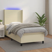 Giroletto a Molle con Materasso e LED Crema 80x200cm Similpelle 3139231