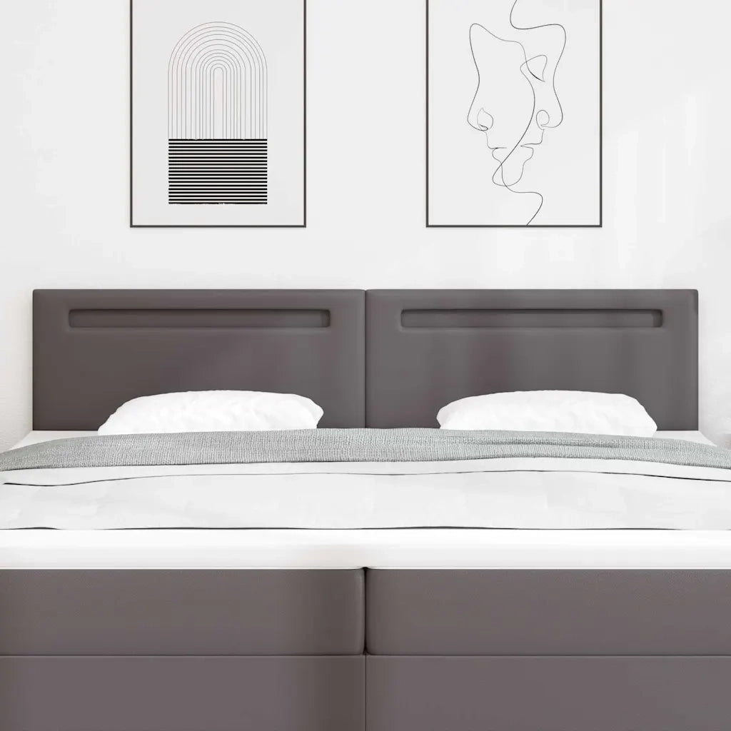 Testiera LED-Testata con LED-Testiera Decorativa Grigio 200 cm Pelle Sintetica