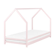 Letto per bambini con baldacchino e rete in legno di pino di colore rosa 90 x 200 cm cameretta
