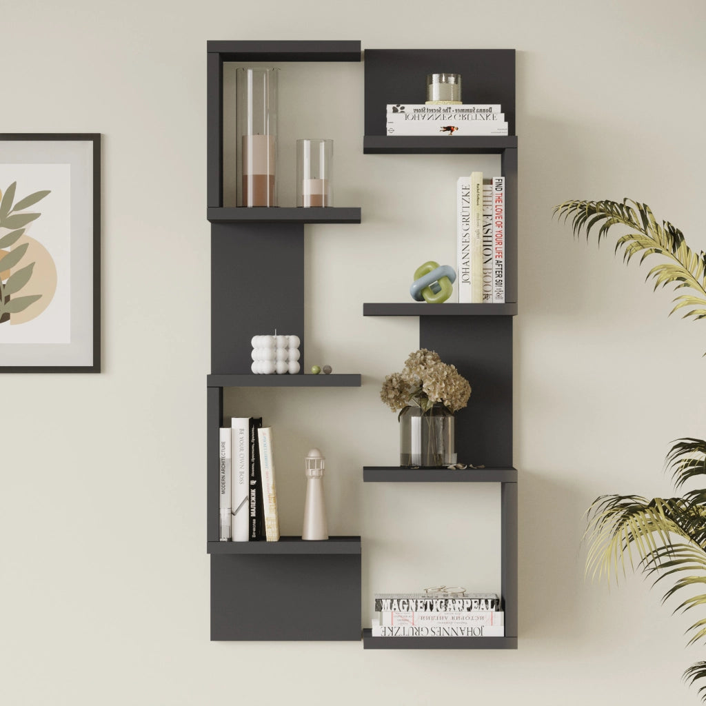 Set Omn 2 Scaffali da Parete Libreria a Muro 93x24x15 cm Antracite [en.casa]