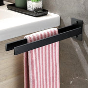Tende da Bagno a Drilling in Acciaio Inossidabile Tende da Bagno Quadrata Doppio Supporto per Asciugamani Drilling Tende da Bagno per Bagno Cucina Tende da Bagno per Asciugamani da Bagno Due Braccia Tende da Bagno per Parete Nero 39 cm