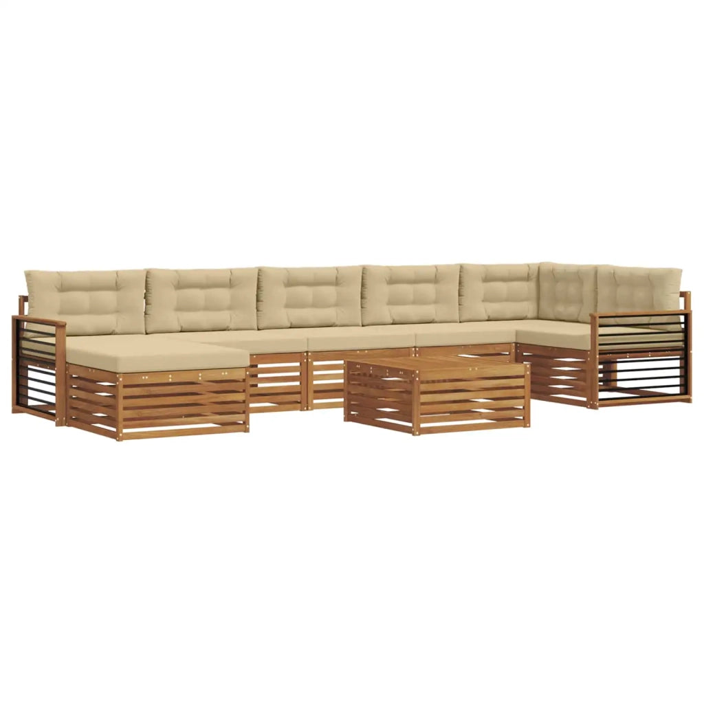 Set di divani da esterno con cuscino 8 pcs Naturale e Beige