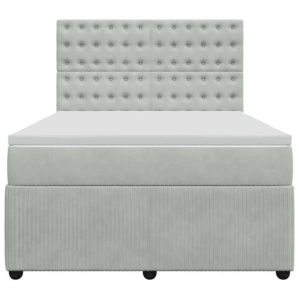 Giroletto a Molle con Materasso Grigio Chiaro 140x200cm Velluto