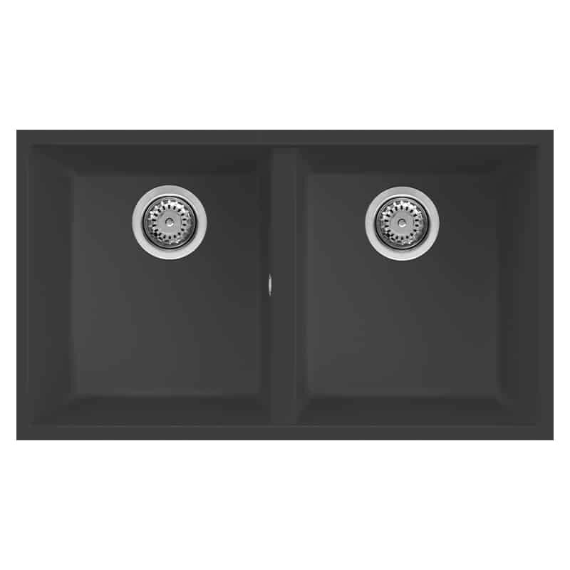 Lavello Elleci Incasso 2 vasche 76x43,5 Quadra 350 Sottotop Granitek Antracite LGQ35059BSO