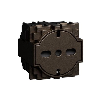 Presa Schuko Flat P40 2P+T 10/16A 250V 2 Moduli Bticino Living Now Bronze KB4140A16F