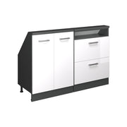 Mobile cucina sottotetto R-Line Bianco lucido/Antracite 120 cm Set di 2 Vicco