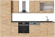Cucina componibile Fame-Line, Quercia dorata, 300 cm senza piano di lavoro, adatto per l'espansione modulare individuale e la disposizione flessibile