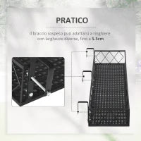Fioriera da Esterno Portavasi con Ganci per Ringhiera Balcone in Metallo, 100x31x12cm, Nero