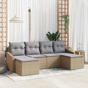 Set di divani con cuscino 6 pcs Beige polyrattan