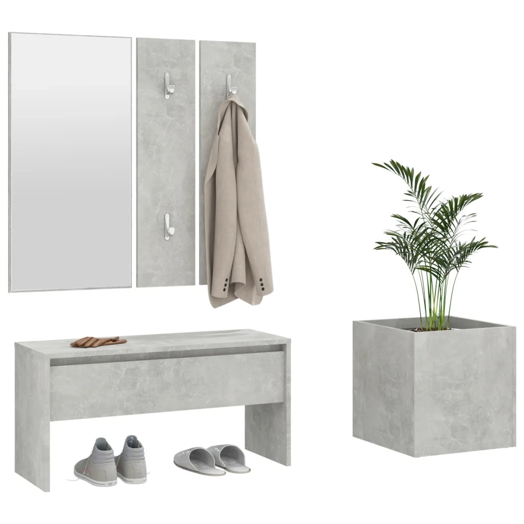Set di Mobili da Corridoio Grigio Cemento in Legno Multistrato cod mxl 73558