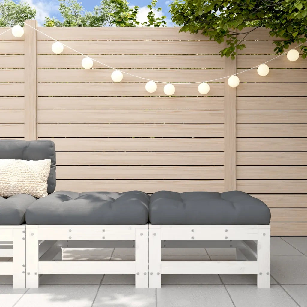 Sedia da giardino-Poggiapiedi Giardino con Cuscini 2pz Legno Massello Pino Bianco 211241