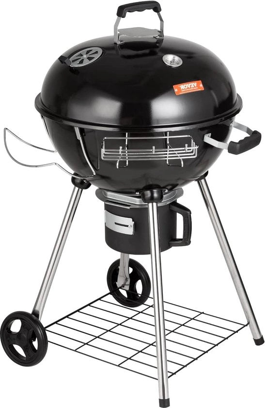 Griglia a carbone portatile a sfera 56 cm - griglia da picnic 63 x 82 x 88 cm - barbecue a sfera nero con coperchio