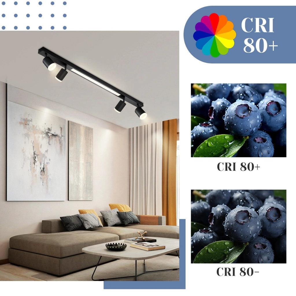 ZMH Faretto da soffitto LED neri 4 lampadine 38W dimmerabili telecomando 3000-6500K orientabili 350°