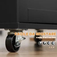 Carrello da Cucina con Armadietto, 2 Cassetti e Portaspezie, Isola da Cucina in Legno, 89x45x89.5cm, Nero