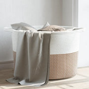 Cesto per Biancheria Marrone e Bianco Ø55x36 cm in Cotone 358472