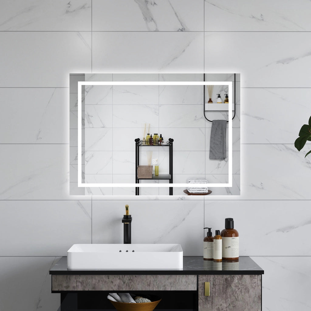 AICA Specchio da bagno  70 x 50 cm, dimmerabile, interruttore touch, Funzione Memoria, antiappannamento, 3 colori