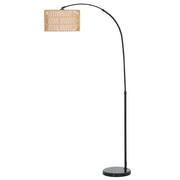Lampada da terra in metallo nero con paralume in corda di canapa, altezza regolabile, interruttore a pedale ¨C Minimal ¨C Nero