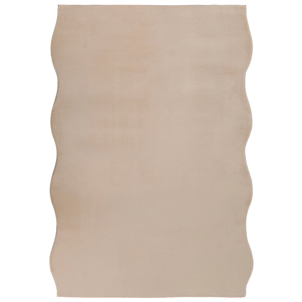 Tappeto Moderno Beige in Ecopelliccia a Pelo Lungo 160x230 cm per Soggiorno e Ingresso