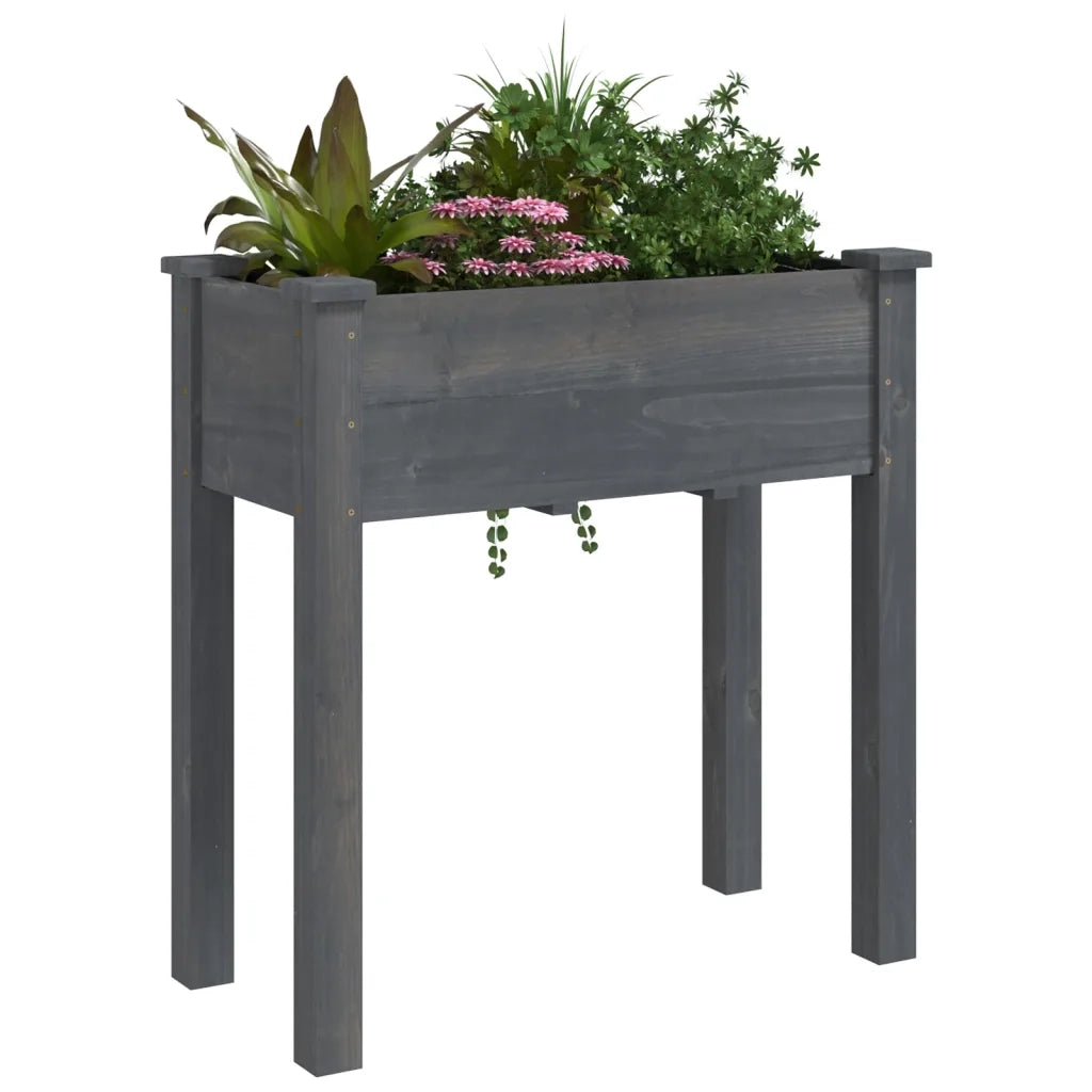 Fioriera con Fodera Grigia 71x37x76 cm Legno Massello di Abetecod mxl 106790