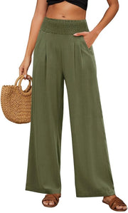 Vestito da donna estivo con gambe larghe, alta vita, cintura elastica, pantaloncino da spiaggia, tessuto confortevole con tasche, pantalone boho.
