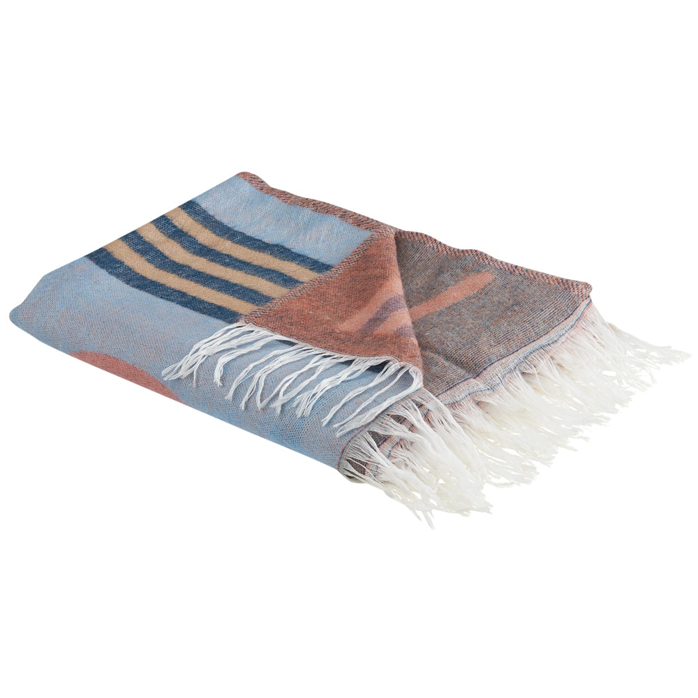Coperta multicolore misto poliestere e acrilico 130 x 170 cm decorativo motivo astratto inverso
