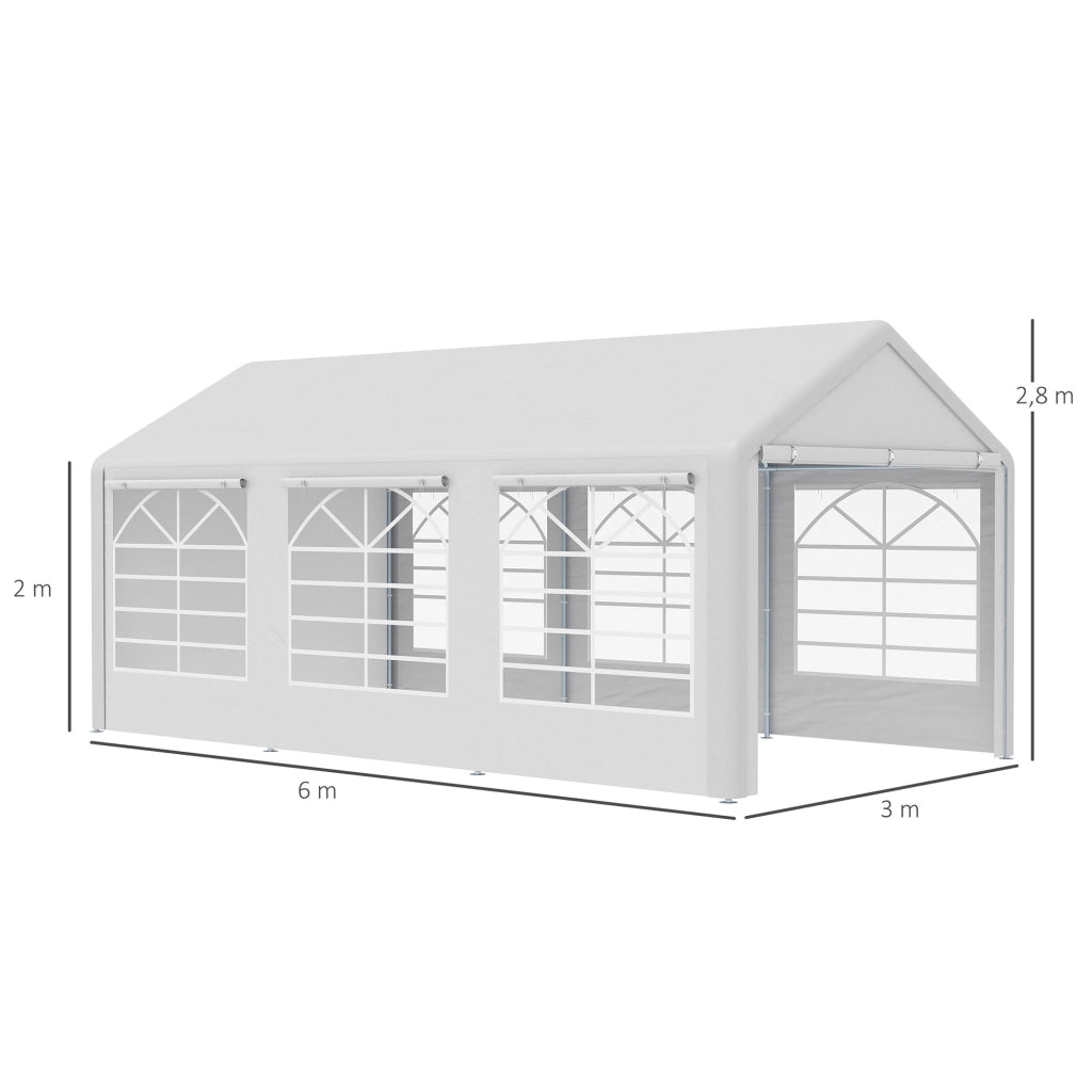 Tenda da giardino 6x3m ¨C zephmum ¨C 4 pareti 6 finestre bianco