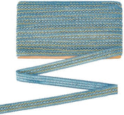 Decorazione a Nastro 12 m - Blu Pastello - Nastro Decorativo - Copertura a Mano - Progetto di Ricamo - Materiale Poliester - 21 mm Larghezza - Nastro Decorativo