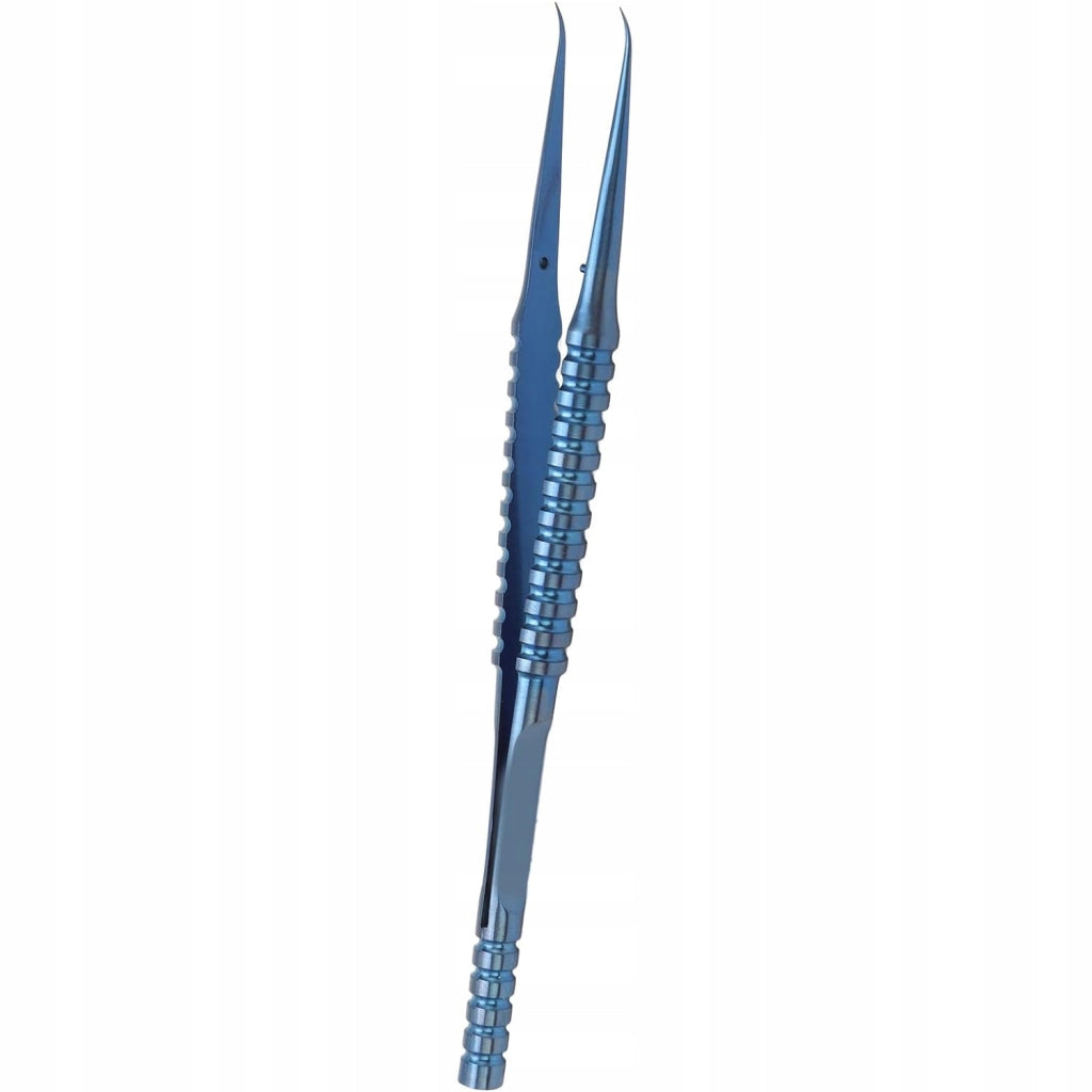 Pinzetta di Precisione in Titanio Curva (Blu) – Materiale di Alta Qualità, Resistente alla Corrosione | Lunghezza 140 mm