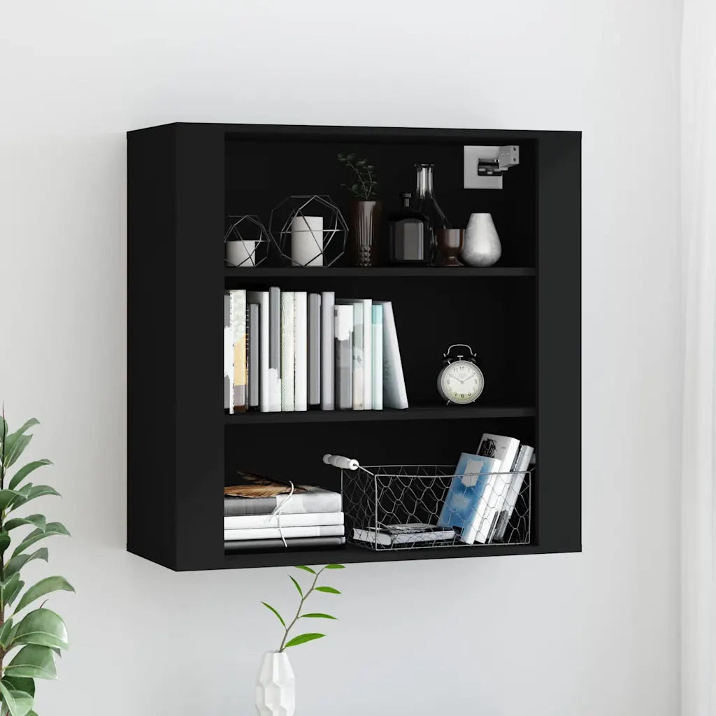 Armadietto a Muro | Mobile a Parete Nero 80x33x80 cm in Legno Multistrato