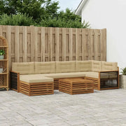 Set di divani da esterno con cuscino 7 pcs Naturale e Beige