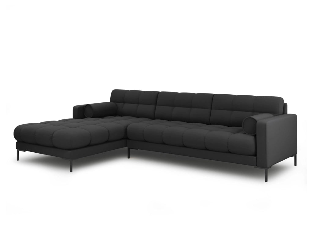 Cosmopolitan Design - Divano angolare sinistro "Bali" 5 posti in tessuto strutturato grigio scuro 