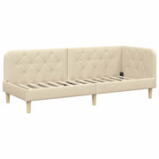 Letto singolo | Letto per adulti | Cornice del letto ad angolo Crema 80 x 200 cm Tessuto