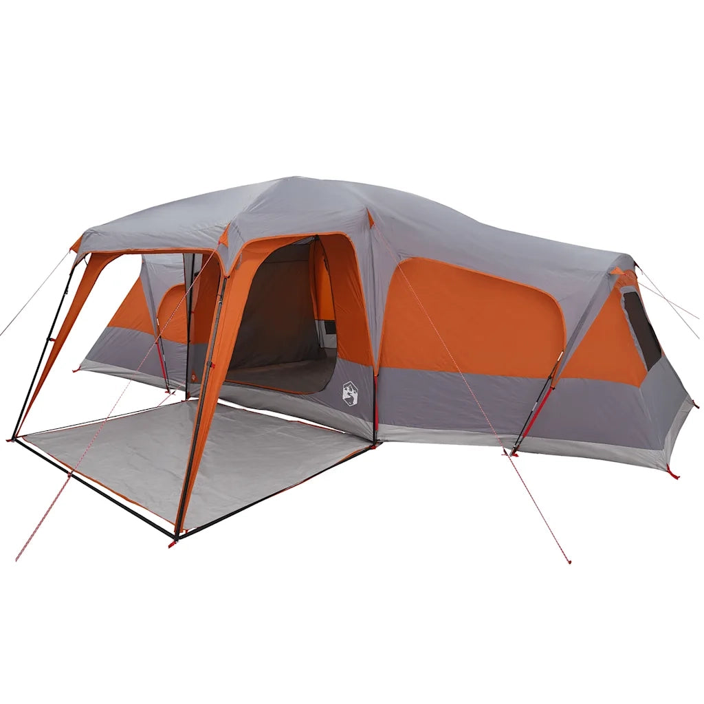Tenda da Campeggio con Portico 9 Persone Grigio e Arancione 4009586