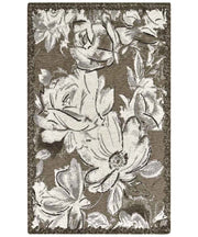 Tappeto moderno floreale ASTER FANGO in ciniglia multiuso lavabile antiscivolo cm.65x110 (Coppia)