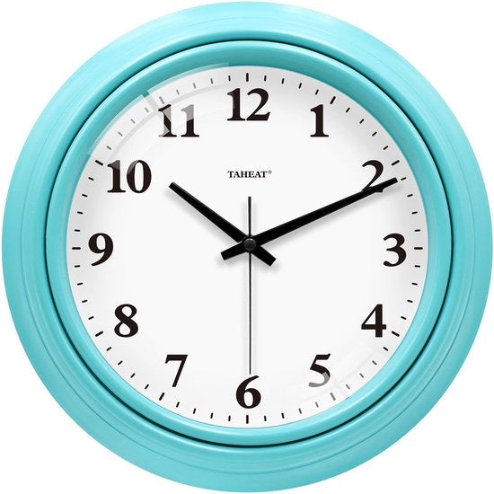 Orologio da Parete Blu, Silenzioso, Non Tocca, Orologio da Parete per Bambini per Camera da Letto, Camera dei Bambini, Salotto, Cucina, 25 cm