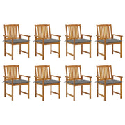 Sedie da Giardino con Cuscini 8 pz in Legno Massello di Acacia cod mxl 7377