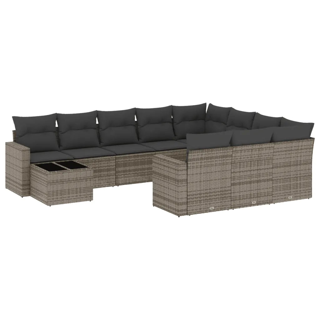 Set Divani da Giardino 11 pz con Cuscini in Polyrattan Grigio 3251867