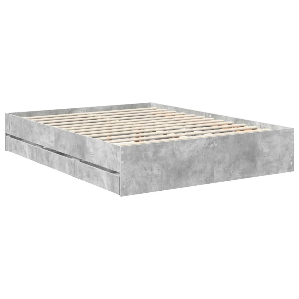 Struttura del letto con cassetto Grigio cemento 150 x 200 cm