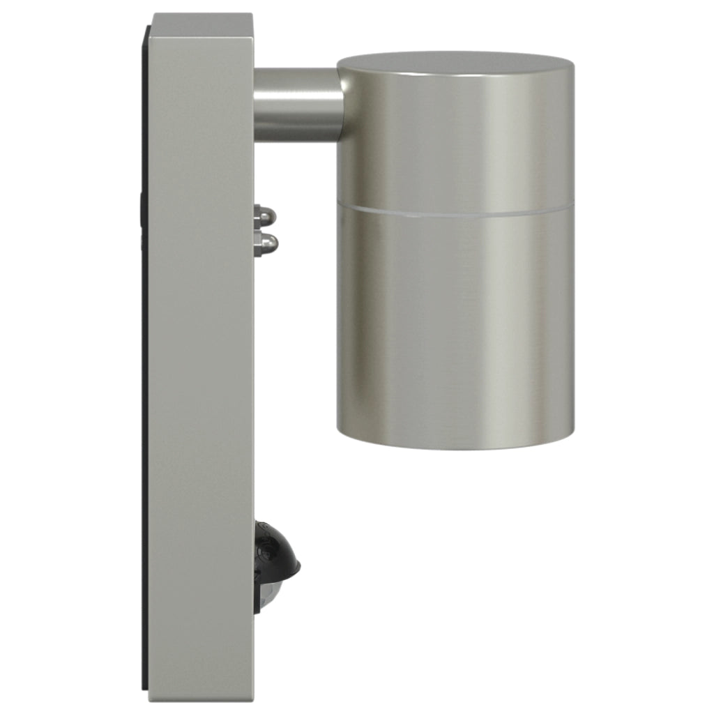 Lampade da parete esterne con sensore 2 pezzi argento acciaio inox IP44