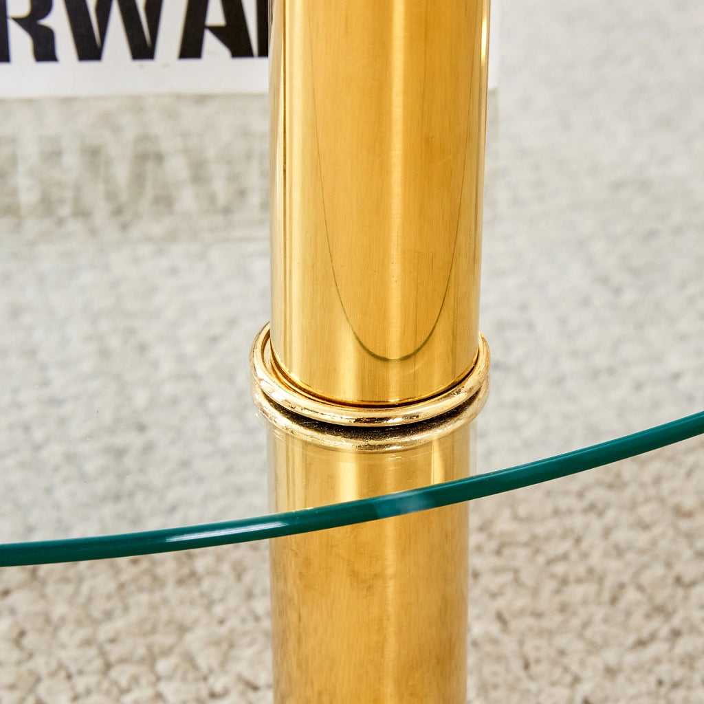 TAVOLINO DA CAFFÈ A DUE LIVELLI 70/60 CM IN VETRO TEMPERATO ORO