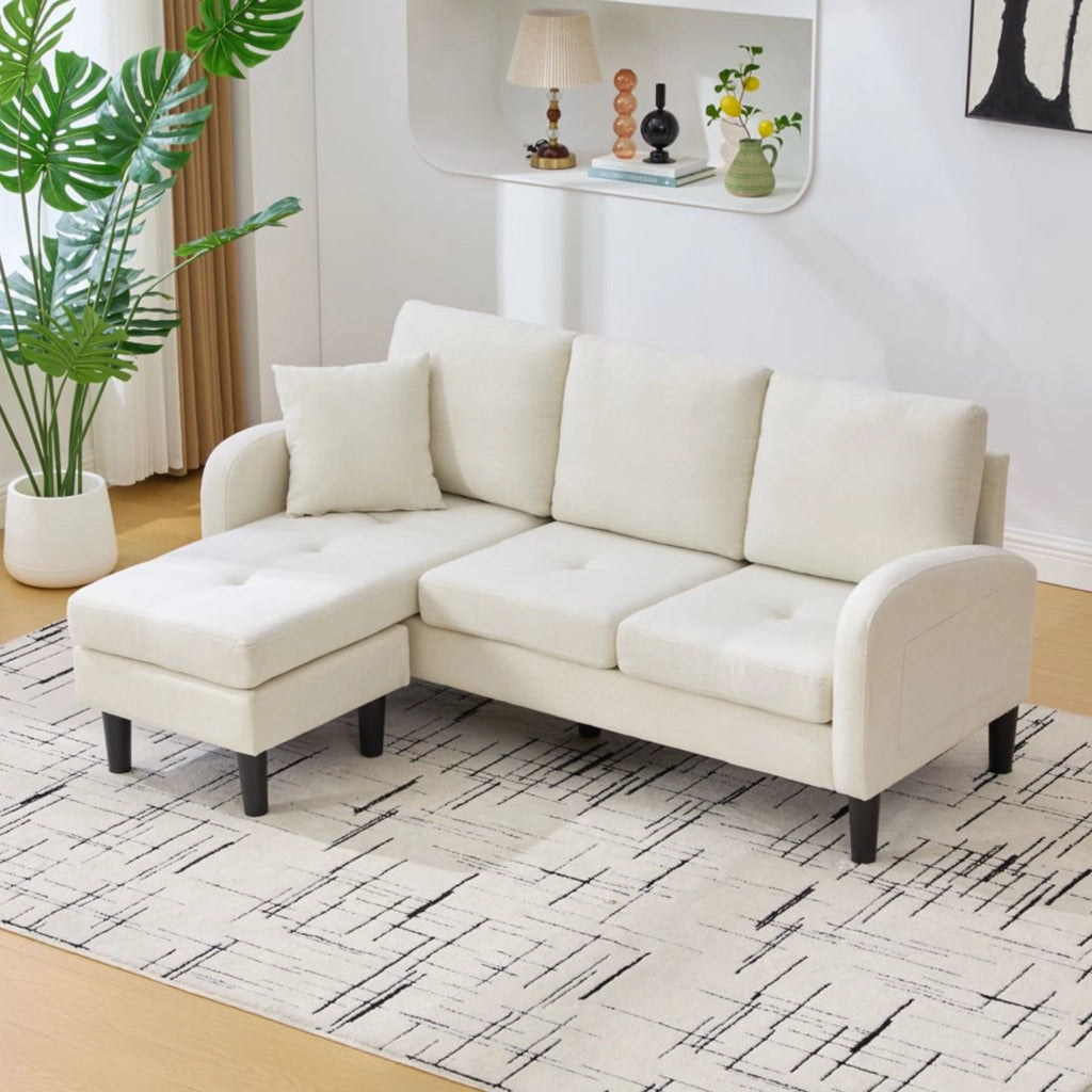 DIVANO ANGOLARE Modulare 166 x 118 x 77 cm Beige chiaro