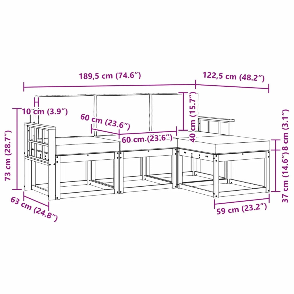 Set di divani da esterno 4 pz 3387466