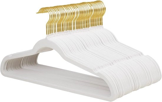 Kleerhangers in flanella - antislip e risparmio di spazio - 48 pezzi - bianchi