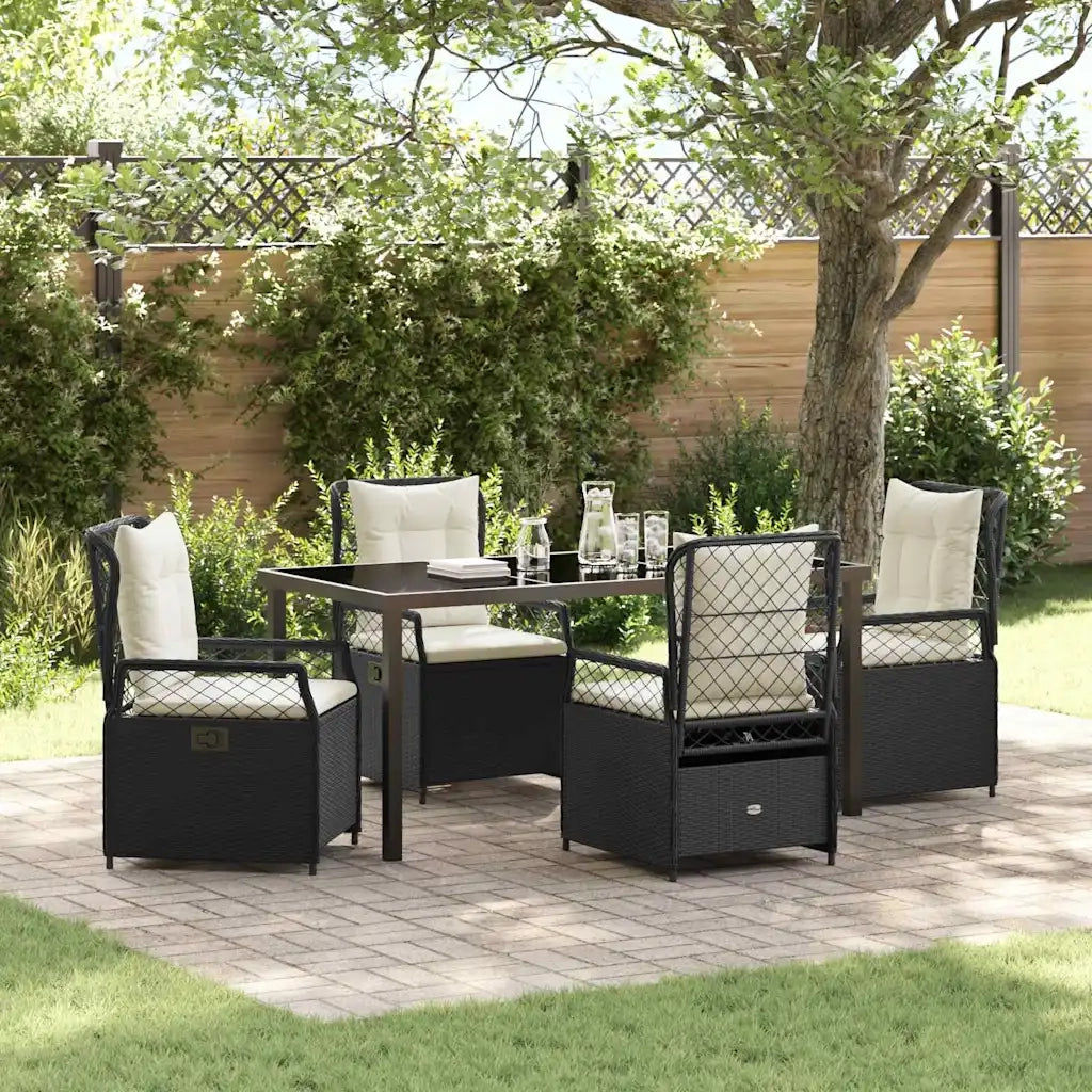 Set da Pranzo per Giardino 5 pcs Nero polyrattan 3380984