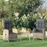 Set Divani da Giardino 3 pz con Cuscini in Polyrattan Grigio 319907